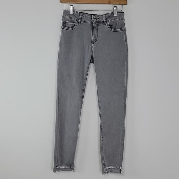 DL1961 Florence Instasculpt Cropped Raw Edge Skinny Gray Denim Jeans 27 FLAWS - Picture 2 of 15